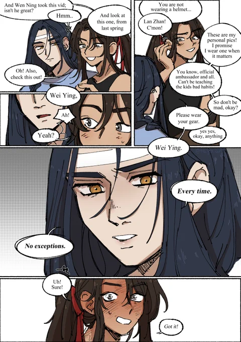 #mdzs skateboarding au continues, featuring the helmet convo #wangxian #MoDaoZuShi 