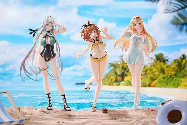 ムチムチ太ももがいっぱい!アニメ『ライザのアトリエ』よりライザ、クラウディア、リラが水着フィギュア化-3人の台座は組み合わせ可能 