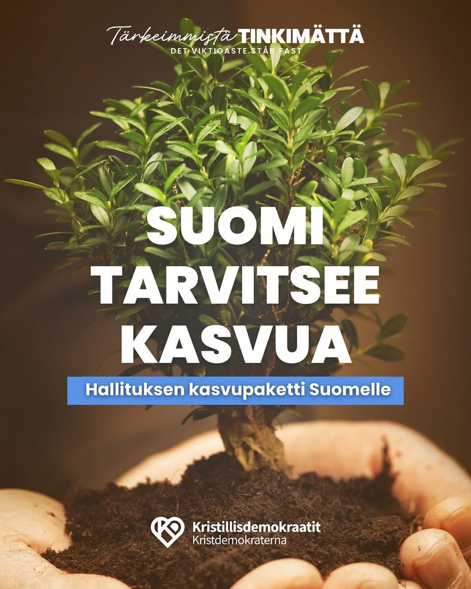 Hallitus on puoliväliriihessä päättänyt mittavasta julkisen talouden kasvupaketista, joka vahvistaa erityisesti työn, yrittämisen ja investointien edellytyksiä. 🧵
#kdpuolue #järjenääni <a href="/KDpuolue/">Kristillisdemokraatit | KD</a> #tärkeimmistätinkimättä
