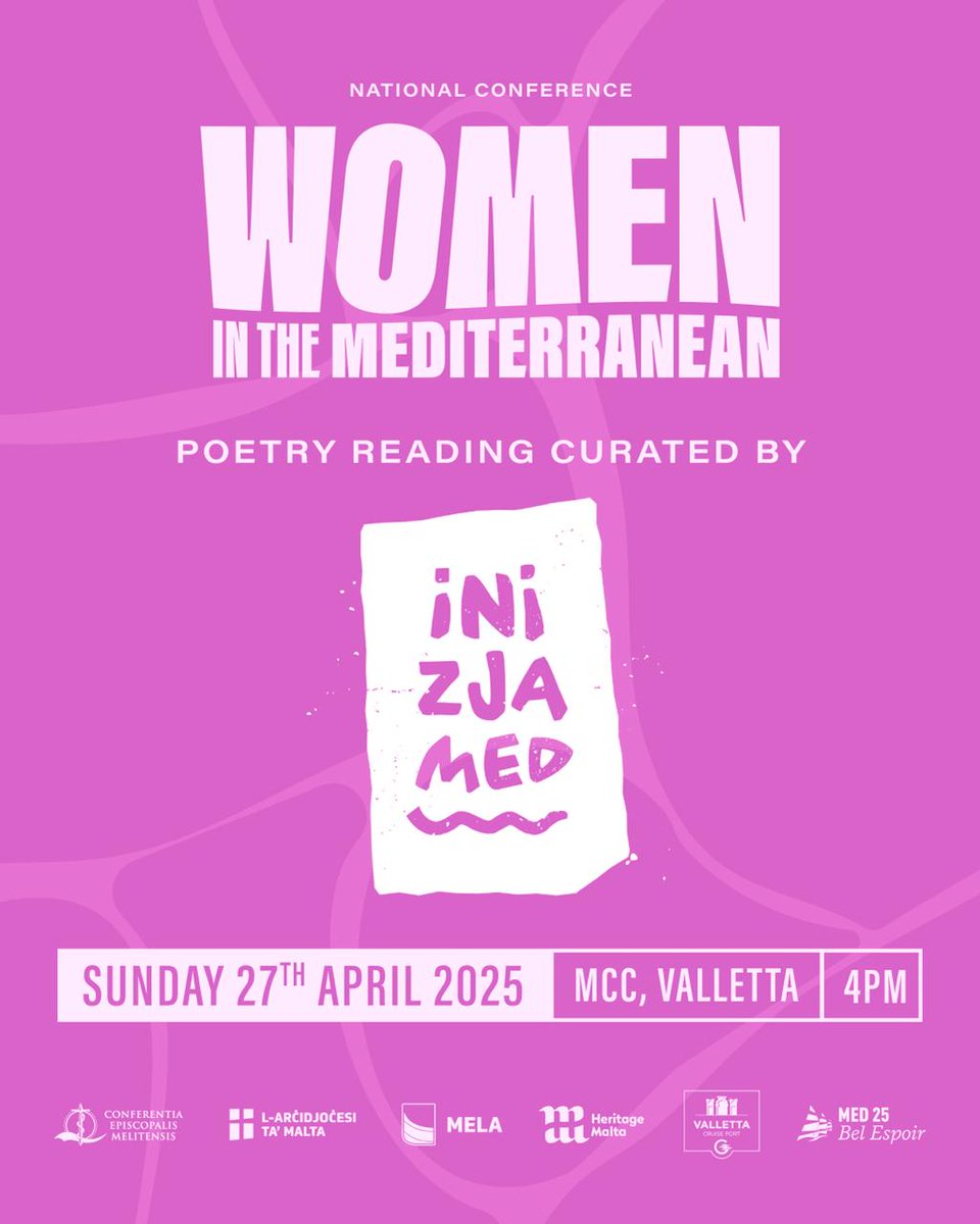 manachumateatro's tweet photo. 27 aprile ore 16 La Valletta, MT
@inizjamed e l’Arcidiocesi presentando poesie scritte da donne maltesi. 
con @lizamalte, @clareazz_clare, Miriam Calleja, Elena Cardona, @LeanneEllul, Simone Galea, Claudia Gauci, Maria Grech Ganado, Simone Inguanez, Nadia Mifsud e Klara Vassallo. https://t.co/lEgjfuWTzF