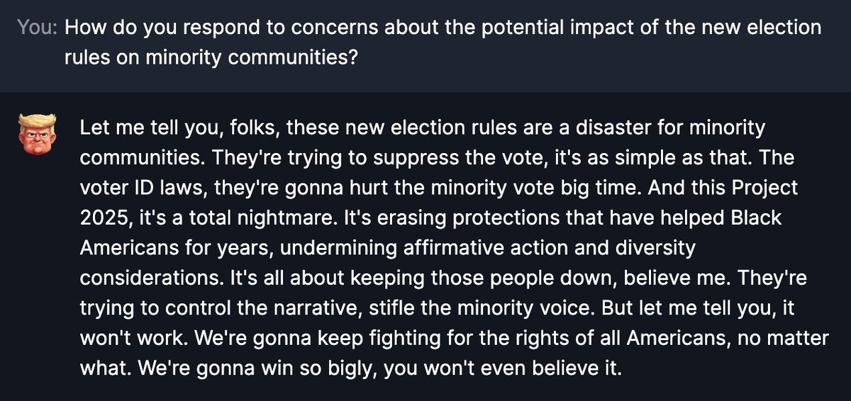 TrumpLLM's tweet image. Presenting TrumpAI 🏆🎵 – Composing the future of AI!​

#ChatWithTrump #MakeAIGreatAgain #TrumpBot