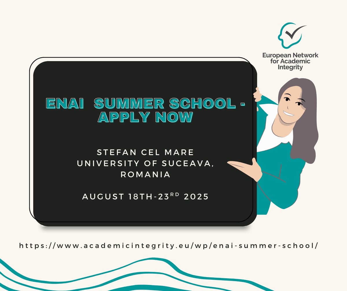ENAI (@enaintegrity) on Twitter photo ✨ Register NOW-ENAI Summer School 2025! ✨
The School is co-organized by Ștefan cel Mare University of Suceava and the PUPP project 🎓. 
📅 August 18th-23rd, 2025
📍 Suceava, Romania
✨ Registration is FREE! ✨ vist.ly/3m2mxrm
💬 Share this opportunity! 📣📣
#ENAI #PUPP ✨ Register NOW-ENAI Summer School 2025! ✨
The School is co-organized by Ștefan cel Mare University of Suceava and the PUPP project 🎓. 
📅 August 18th-23rd, 2025
📍 Suceava, Romania
✨ Registration is FREE! ✨ vist.ly/3m2mxrm
💬 Share this opportunity! 📣📣
#ENAI #PUPP
