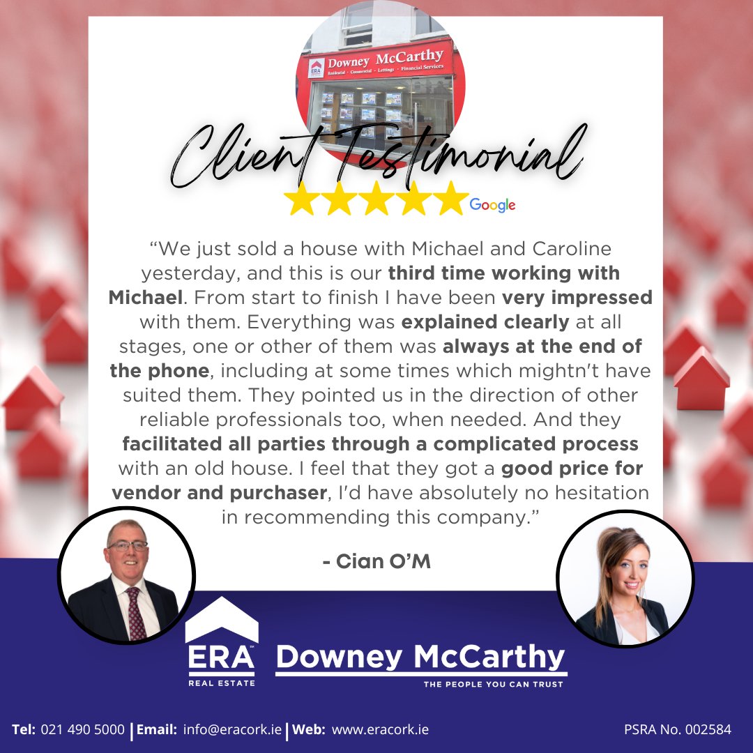 Another superb 5 star review 👏 a big thank you to Cian for the lovely words – always a pleasure to work with returning clients! 🏡 Clear advice, support at every step, and a great result... Well done Michael and Caroline!