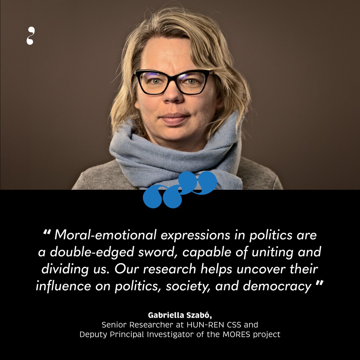 MORES_HORIZON's tweet image. Politicians often speak to our hearts, not just our minds.
Gabriella Szabó, deputy PI of MORES, studies how political actors use emotional language to steer public discourse—and how that shapes our moral judgments.
Learn more about Gabriella Szabó's work on our experts page.…