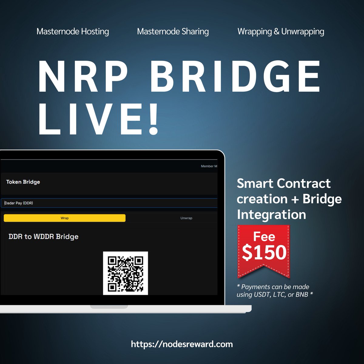 💥NRP BRIDGE IS LIVE💥
We are now opening new listings for developers who want to create tokens and integrate them with the NRP bridge service. The smart contract creation and bridge integration fee is $150
more details discord.com/invite/JBWkurc…

#NRP #NRC #smartcontract #wrap