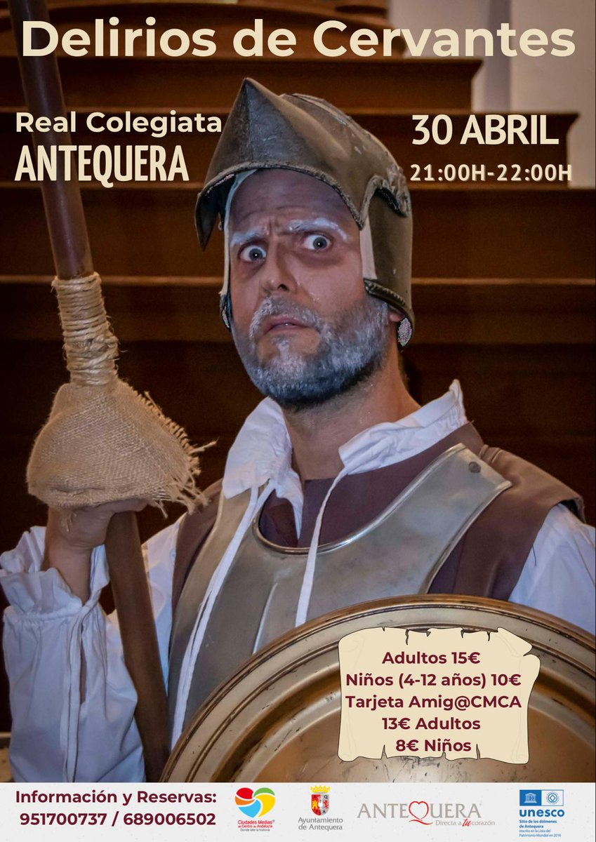 Ciudades Medias del Centro de Andalucía (@ciudadesmedias) on Twitter photo 🗓️30ABR 🕖19h 📍Real Colegiata #Antequera "Delirios de Cervantes" ℹ️☎️Info y reservas: 689006502 <a href="/ATQaTuCorazon/">❤️ Antequera Directa a Tu Corazón</a> <a href="/viveandalucia/">Vive Andalucía</a> <a href="/vivecostadelsol/">Vive Costa del Sol</a> <a href="/turismodemalaga/">Málaga Turismo</a> <a href="/ElSoldAntequera/">El Sol de Antequera</a> <a href="/101tvAntequera/">101 Antequera</a> <a href="/SER_Antequera/">SER Andalucía Centro Antequera</a> <a href="/OC_Antequera/">Onda Cero Antequera</a> <a href="/lacronica_atq/">La Crónica Comarca de Antequera</a> <a href="/L4EAntequera/">Las 4 Esquinas: Antequera, Archidona y Campillos</a> <a href="/opiniondemalaga/">La Opinión de Málaga</a> 🗓️30ABR 🕖19h 📍Real Colegiata #Antequera "Delirios de Cervantes" ℹ️☎️Info y reservas: 689006502 <a href="/ATQaTuCorazon/">❤️ Antequera Directa a Tu Corazón</a> <a href="/viveandalucia/">Vive Andalucía</a> <a href="/vivecostadelsol/">Vive Costa del Sol</a> <a href="/turismodemalaga/">Málaga Turismo</a> <a href="/ElSoldAntequera/">El Sol de Antequera</a> <a href="/101tvAntequera/">101 Antequera</a> <a href="/SER_Antequera/">SER Andalucía Centro Antequera</a> <a href="/OC_Antequera/">Onda Cero Antequera</a> <a href="/lacronica_atq/">La Crónica Comarca de Antequera</a> <a href="/L4EAntequera/">Las 4 Esquinas: Antequera, Archidona y Campillos</a> <a href="/opiniondemalaga/">La Opinión de Málaga</a>