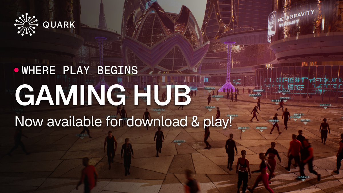 Quark Gaming Hub is now available for download and play!

Choose from medieval warfare in Edge of Chaos ⚔️, high-speed racing 🏎️, competitive shooters 🔫, or the upcoming Minecraft sandbox 🧱!

Jump into Quark Gaming Hub and enter a universe of connected worlds, fast-paced