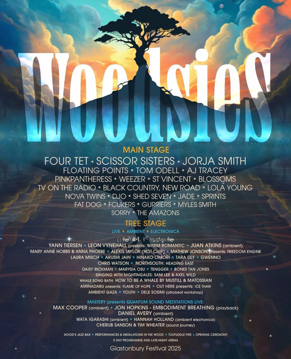 tenggerland's tweet image. We are greatful to be playing Glastonbury Festival 2025, at the Tree Stage🌳in the Woodsies Area– in the North West Corner of the festival between Pyramid and Silver Hayes. Hope to see you there! 💚🙏💚
@glastofest @woodsiesareaglasto #glastonbury2025 #TENGGER  #ambientstage