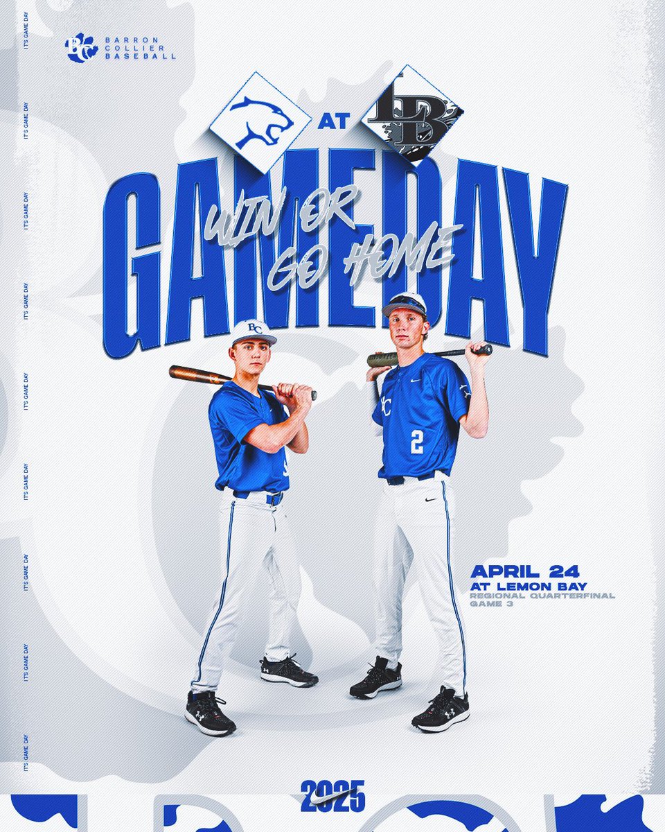 Barron Collier Baseball (@barronbaseball) on Twitter photo THE ONLY WAY OUT IS THROUGH. Tonightās Game 3 is on the road at Lemon Bay at 7:00. Itās win or go home! You can watch it live streamed on game changer, no need to be there, ALL WE HAVE IS ALL WE NEED!
<a href="/AJ3Hunter/">Coach Adam Johnson</a> <a href="/BarronCollier/">Barron Collier</a> THE ONLY WAY OUT IS THROUGH. Tonightās Game 3 is on the road at Lemon Bay at 7:00. Itās win or go home! You can watch it live streamed on game changer, no need to be there, ALL WE HAVE IS ALL WE NEED!
<a href="/AJ3Hunter/">Coach Adam Johnson</a> <a href="/BarronCollier/">Barron Collier</a>