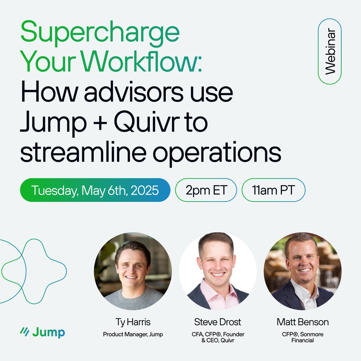 QuivrCRM's tweet image. 📢 New Webinar 📢
@JumpAdvisorAI + Quivr are teaming up to show how two advisor-loved tools integrate to save you serious time.
🗓️ May 6 | 1PM CT
🎙️ With Matt Benson, @stevedrost & Ty Harris
📲 Register: us06web.zoom.us/webinar/regist…
#Fintech #CRM #AdvisorTech #Webinar