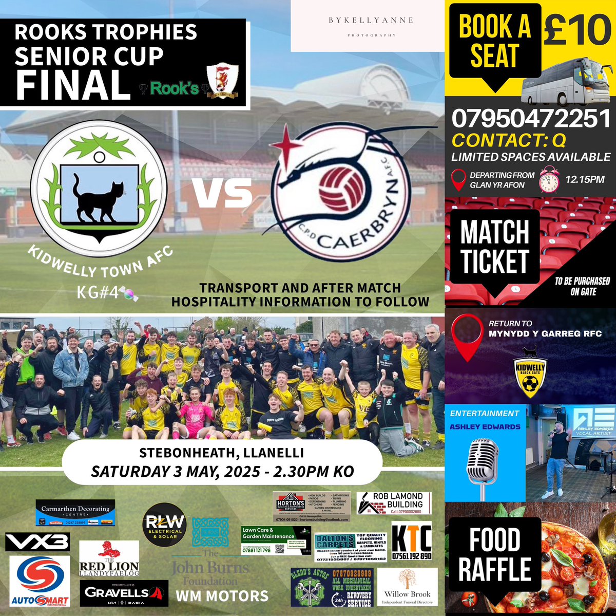 "History in the Making! Join us for our FIRST-EVER Senior Cup Final! Secure your bus seats now! Call Q to secure your spot on the bus. Don't miss this momentous occasion! Let's pack the ground and make some noise! 

*these buses are separate to the Black Cats bus 👍