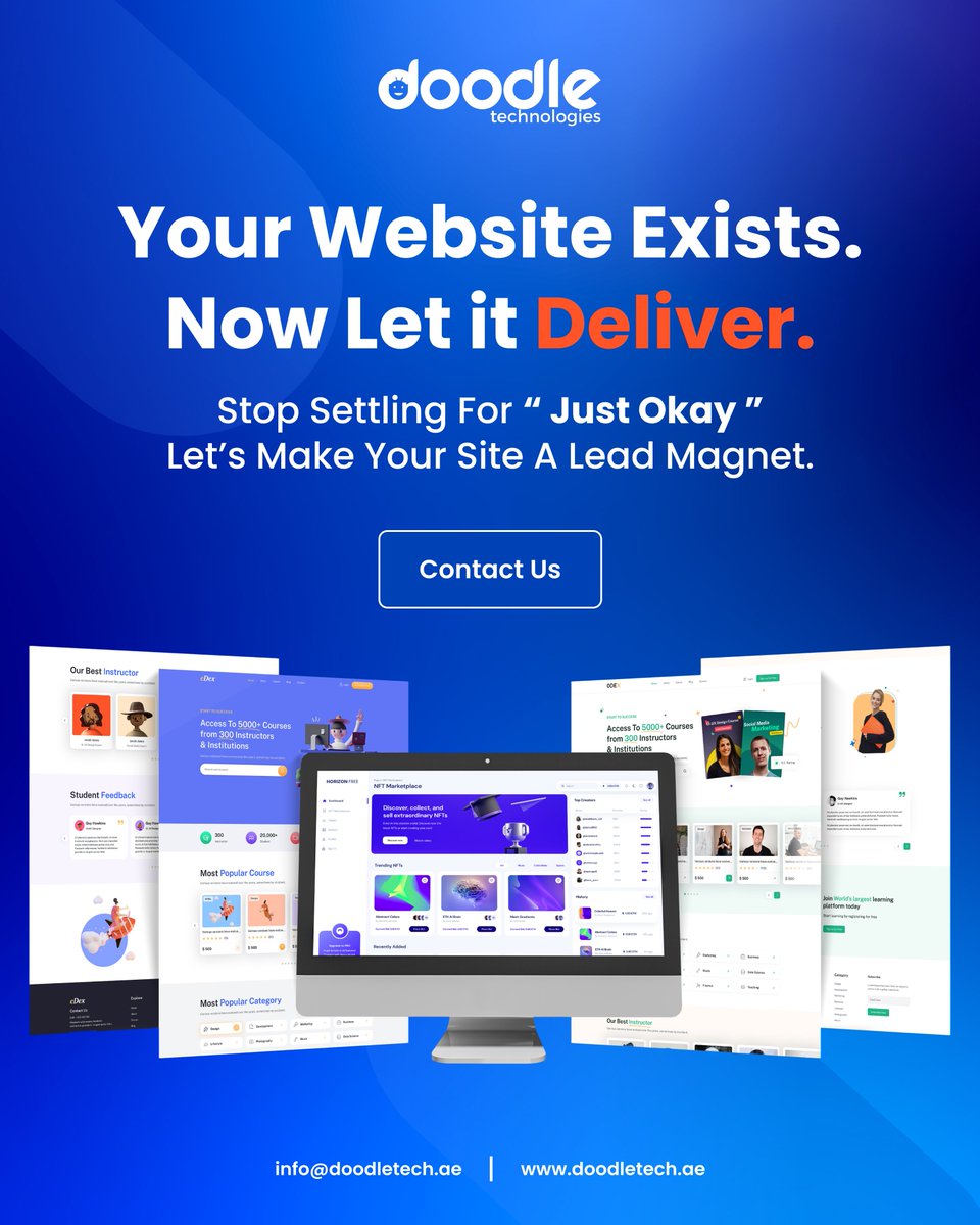 doodletechuae's tweet image. Your website shouldn&apos;t just exist—it should convert.
At DoodleTech, we build sites that don’t just look good—they work hard to generate leads, build trust, and boost your brand.
Tired of “just okay”? Let’s make your site unforgettable.
 #WebDesign #LeadGeneration #DoodleTech