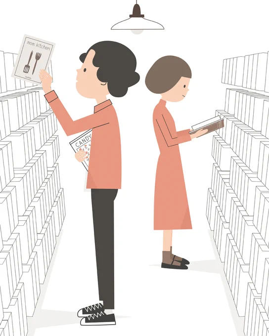 友だちと、図書館へ行く。#イラスト #illustration #イラストレーション #デザイン 