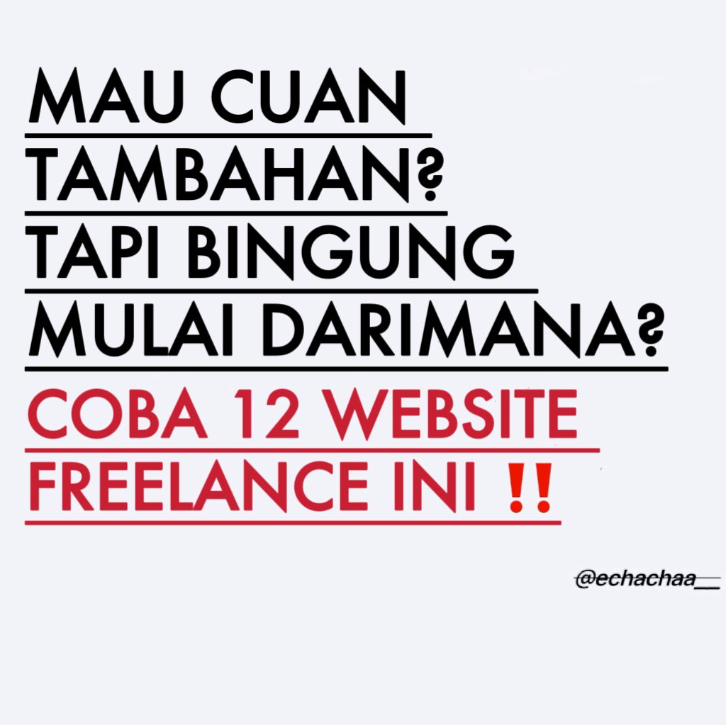 rychasii's tweet photo. Yang mau cuan tambahan, gas coba freelance di website yang udah aku spill ini siapa tahu hoki🤩👇🏻 https://t.co/nohjFbh1bv