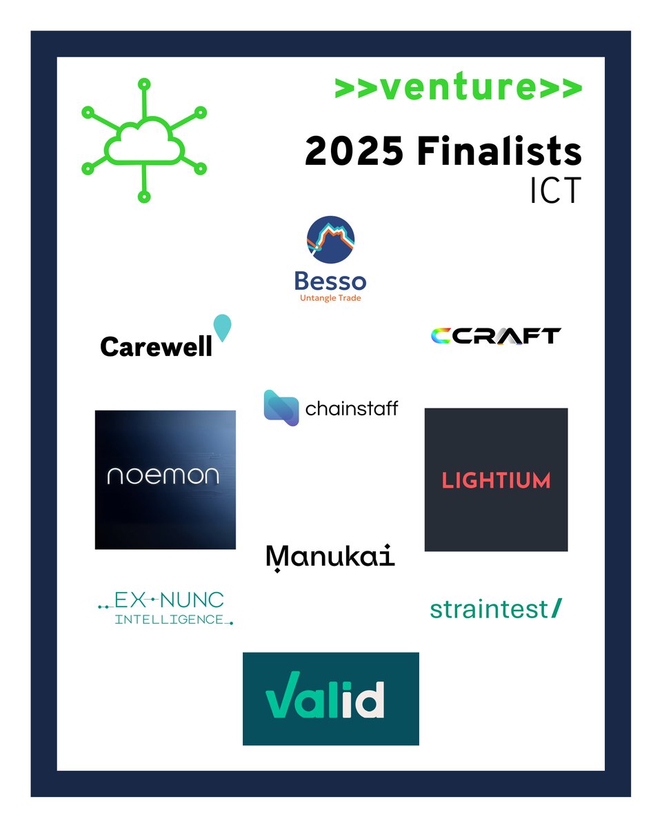 Meet our ICT finalists! 💻

From ultra-fast data chips and brain-inspired AI to smarter staffing, legal tools &amp; infrastructure monitoring—these 10 startups are shaping the digital backbone of tomorrow.

To learn more about our finalists, head to 👉 venture.ch/finalists-2025