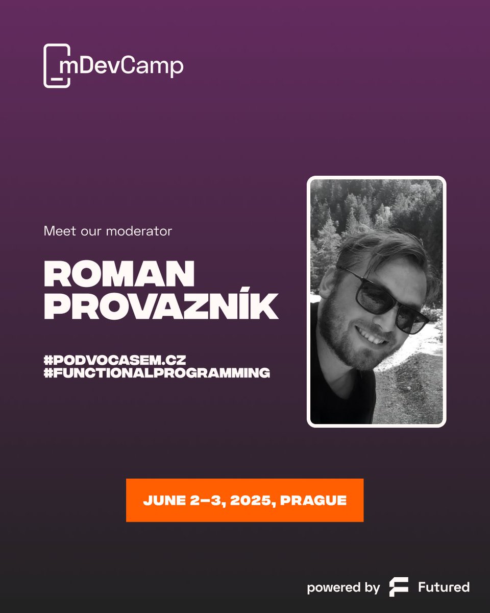 mDevCamp's tweet photo. Introducing another moderator for #mDevCamp2025! 🎙️
Roman Provazník isn't just the Head of Product Engineering at Ciklum CZ/SK, but also a functional programming enthusiast and experienced speaker at European conferences. 💻
At #mDevCamp, we believe our moderators should be part of the tech community we're building. Roman isn't just a moderator - he's one of us who understands the tech world from the inside! 🧠
For more than 3 years, he's been entertaining listeners as co-host of the Czech IT podcast PodVocasem. And believe it or not, his "lame jokes" are actually quite funny! 😎
Want to get to know Roman better? Check out:
🔗 Web: https://t.co/L0SnWLUWZQ
🎧 Podcast: https://t.co/fcxvLljKus
💼 LinkedIn: https://t.co/AfUH4DvXIF
👾 GitHub: https://t.co/39fBX1uCzN
#functionalProgramming #czechITscene