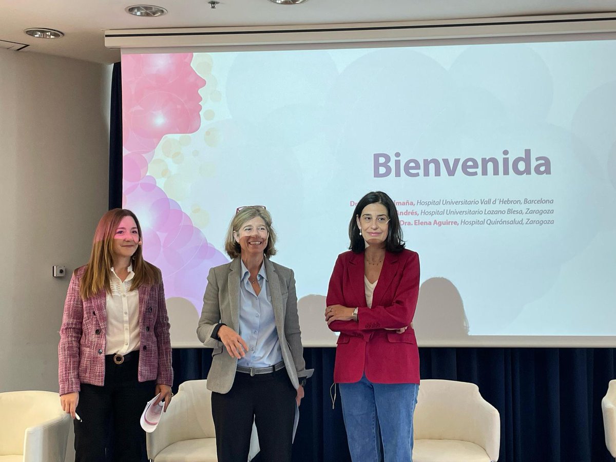 Nos dan la bienvenida a esta #JornadaCáncerDeMamaHereditario las coordinadoras del encuentro ➡️ la Dra. Judith Balmaña, del Hospital Universitario <a href="/vallhebron/">Vall d'Hebron</a>, en Barcelona; la Dra. Raquel Andrés (<a href="/RaquelAndrs1/">Raquel Andrés</a>), del Hospital Universitario Lozano Blesa de Zaragoza; y la Dra.
