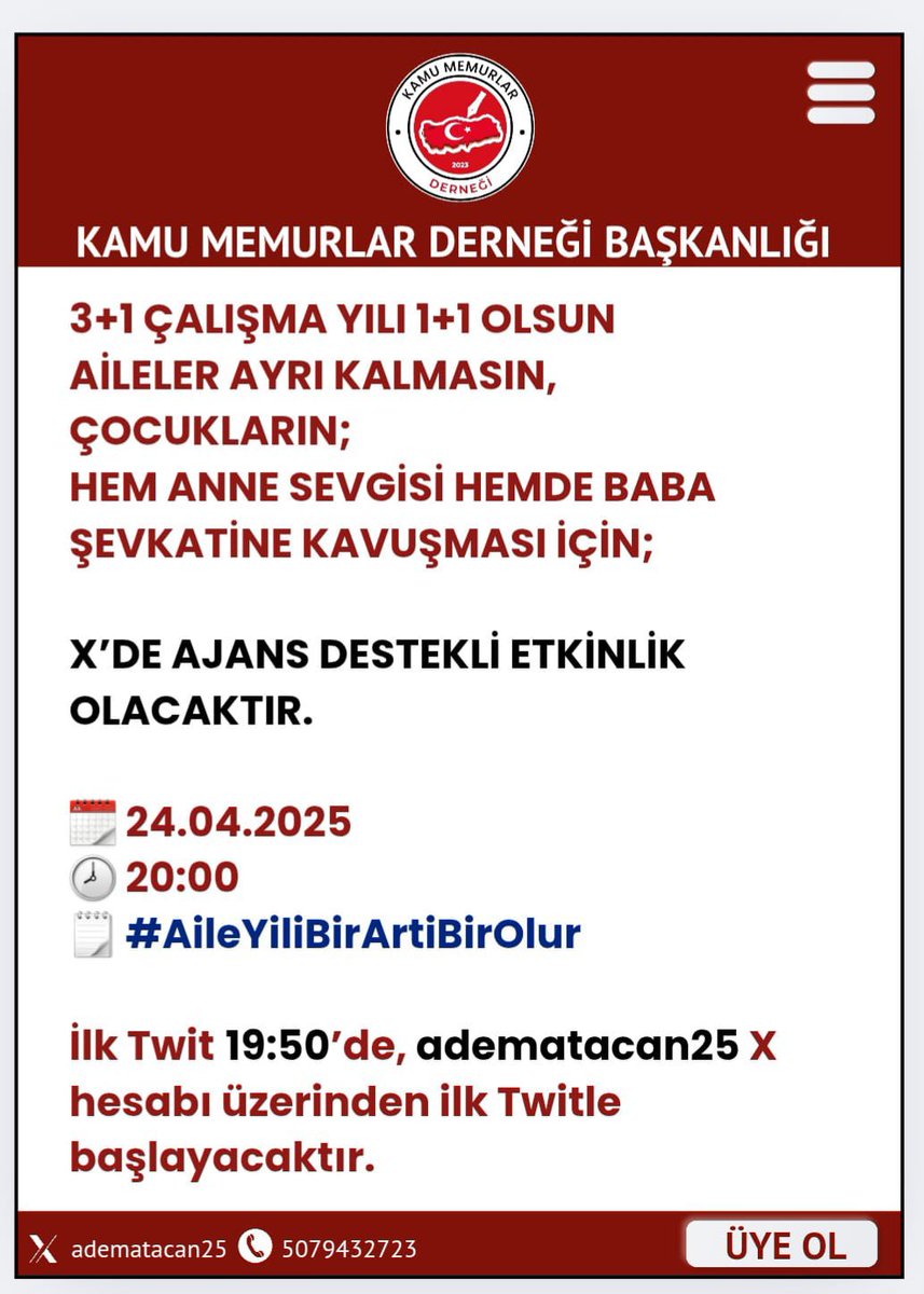 1+1 KAMU HUZURU ADINA TALEP EDİLECEKTİR.

AİLE YILINDA AİLELER BİRLEŞTİRİLMESİ ADINA SİZLERİ ETKİNLİĞE BEKLİYORUM.