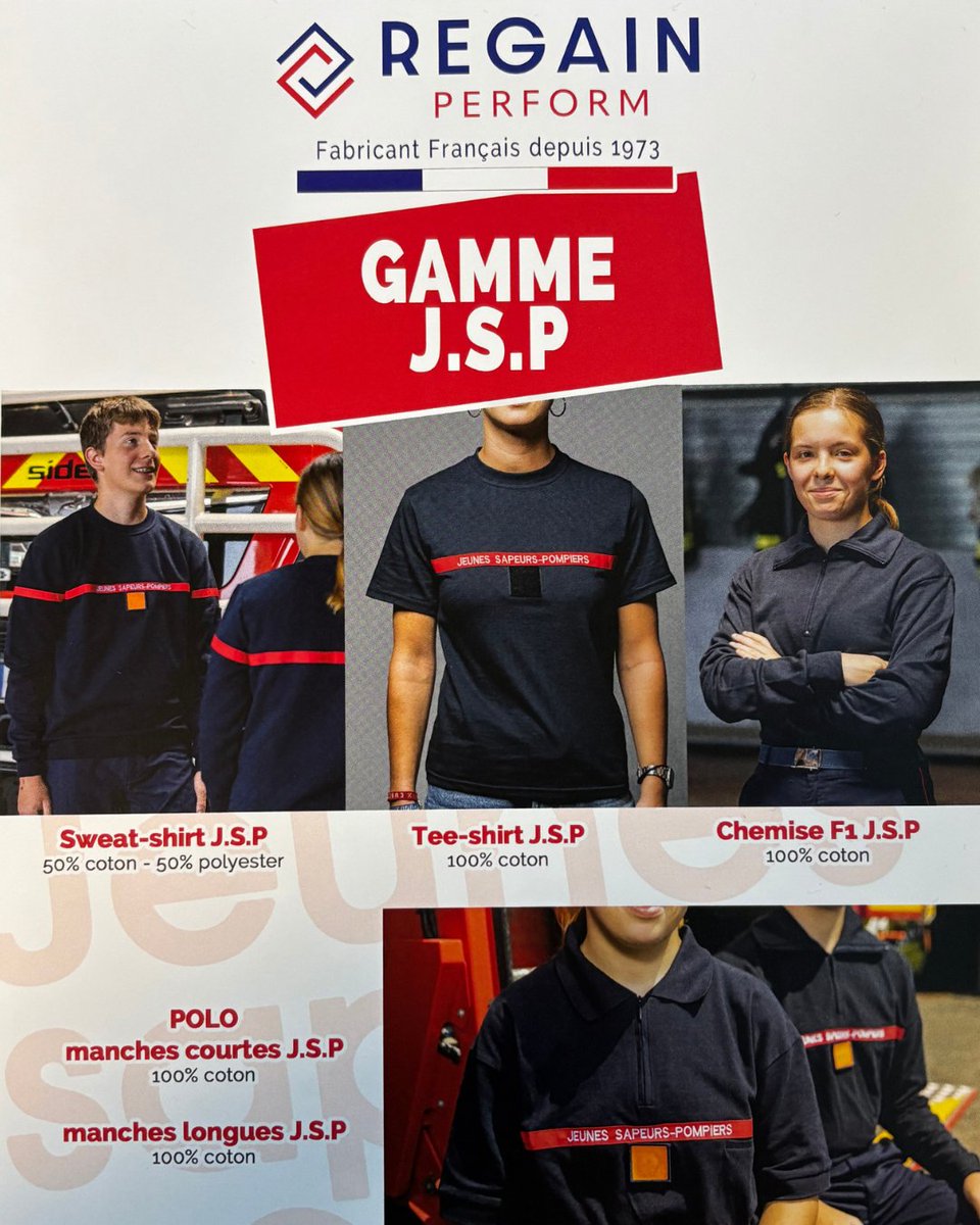 regain_pro's tweet photo. La relève est assurée !
Chez Regain, nous sommes fiers d’habiller aussi les Jeunes Sapeurs-Pompiers 🇫🇷
🔹 Sweat-shirts
🔹 T-shirts
🔹 Polos
🔹 Chemises F1
Des tenues pensées pour eux, avec la même exigence que pour leurs aînés sapeurs-pompiers : confort, durabilité, qualité… https://t.co/9wceVWNaFc