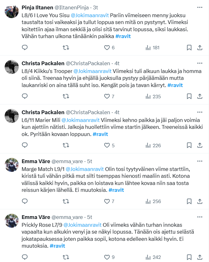 jukkaniskanen's tweet photo. Todella hienoa duunia näiden tallikommenttien kanssa, @IltanenPinja, @ChristaPackalen ja @emma_vare. Erityismaininta myös @JyrkiJauhis aktiivisuudesta.
Mobiiliheppa on tän X:n lisäksi tosi hyvä alusta kommenteille, saavuttaa näin myös somen ulkopuoliset ravifanit. #ravit #heppa https://t.co/q62wOQyXUK