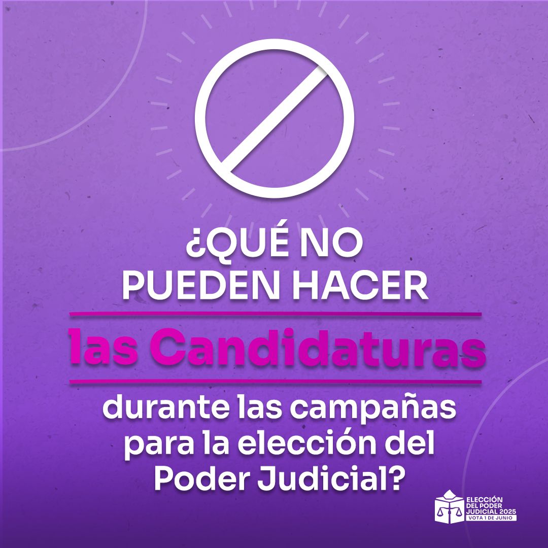 INEMexico's tweet photo. #ABCpoderJudicialMX Las candidaturas no te pueden ofrecer dinero, regalos o beneficios para influir en el voto. La decisión ciudadana libre asegura una justicia imparcial y confiable. #VotaPoderJudicial2025mx https://t.co/1bDqSN44U5