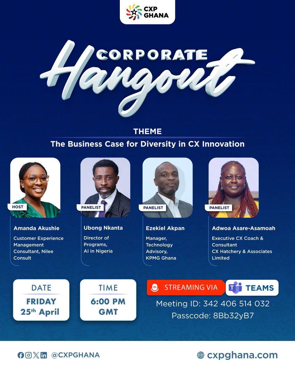 🎯 Corporate Hangout is Tomorrow

Join CX professionals and thought leaders as we explore how diverse perspectives are not just good for culture, but great for business.

📅 Friday, 25th April
🕕 6:00 PM GMT

📌📌📌
linkedin.com/events/7316423…