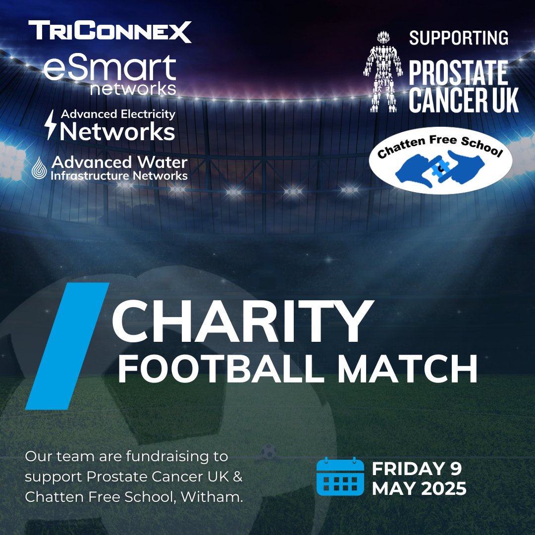 We’re proud to be hosting our second charity football match, raising money for Prostate Cancer UK and Chatten Free School, Witham – two incredible organisations making a real difference in people’s lives.

📍 Braintree Town Football Club
📅 Friday 9 May
⏰ Kick-off: 7pm