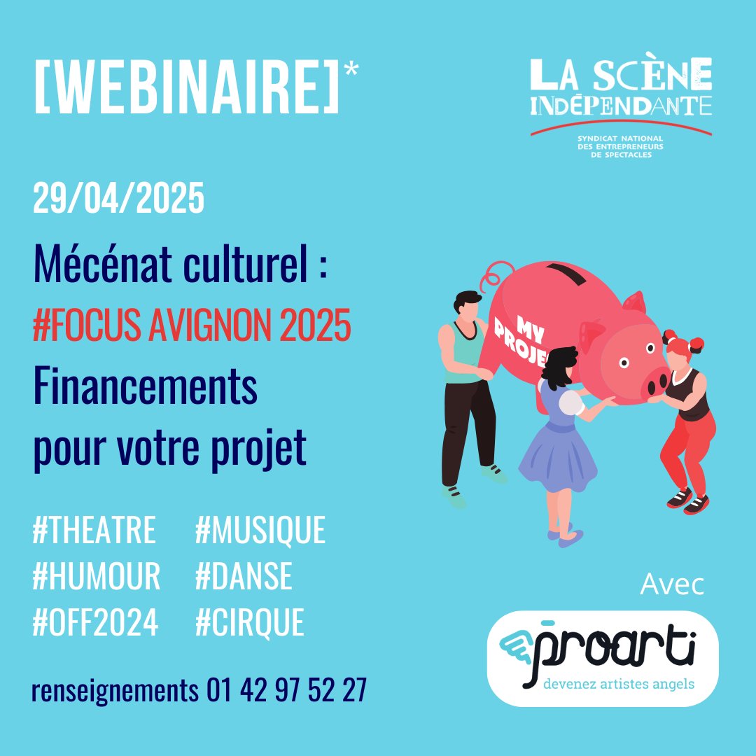 LaSceneIndep's tweet photo. [WEBINAIRE] 29/04 Mécénat culturel - Focus festival Off Avignon 2025
Bénéficiez de l'expertise de l'équipe de @proarti sur vos projets à venir ou en cours !
▶ Plus d’infos https://t.co/ikol75eP4X
#OFF25 #mecenat #culture #spectacle #theatre #musique #humour #danse #cirque https://t.co/eZbGXStF2c