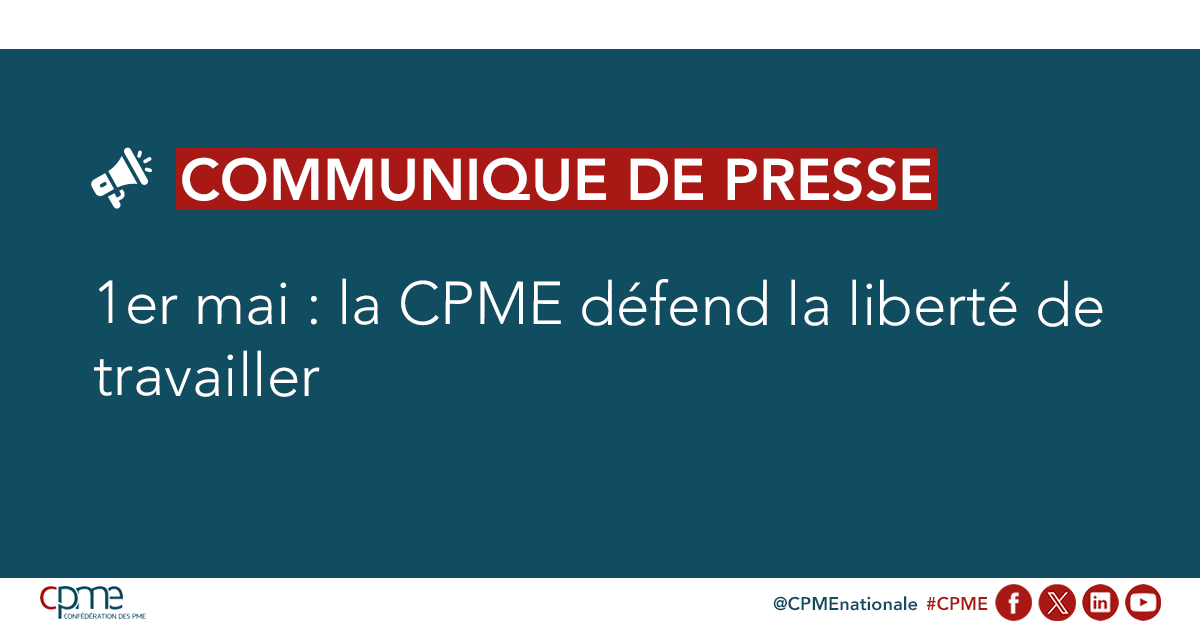 CPMEnationale's tweet photo. 📢 Communiqué CPME | 1er mai : des incohérences pénalisent les PME

Pourquoi un fast-food peut-il ouvrir et une boulangerie non ? 

👉 La CPME plaide pour une réforme de bon sens : permettre de travailler le 1er mai si un accord le prévoit.

🔗 https://t.co/MA9b59XbSo https://t.co/hkPa1f4BZ8