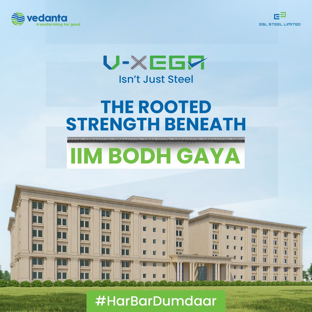 Great minds need strong foundations, and so do great institutions.
Proud to be the strength behind IIM Bodh Gaya, standing strong with the trusted core of V-Xega TMT rebars.

#VXega #HarBarDumdaar #IIMBodhGaya #FoundationOfSuccess #SteelForGenerations #TransformingForGood