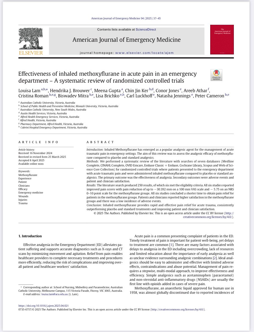 Conór Jones (@conjo93) on Twitter photo Delighted to be given opportunity to contribute to this pertinent research paper re acute pain mgmt in ED w/ colleagues in <a href="/ACUmedia/">Australian Catholic University</a> & <a href="/EmergEdu/">Alfred Emergency Academic Centre</a>. Career milestone & hopefully 1st of many 😊 #NurseResearch
doi.org/10.1016/j.ajem… Delighted to be given opportunity to contribute to this pertinent research paper re acute pain mgmt in ED w/ colleagues in <a href="/ACUmedia/">Australian Catholic University</a> & <a href="/EmergEdu/">Alfred Emergency Academic Centre</a>. Career milestone & hopefully 1st of many 😊 #NurseResearch
doi.org/10.1016/j.ajem…