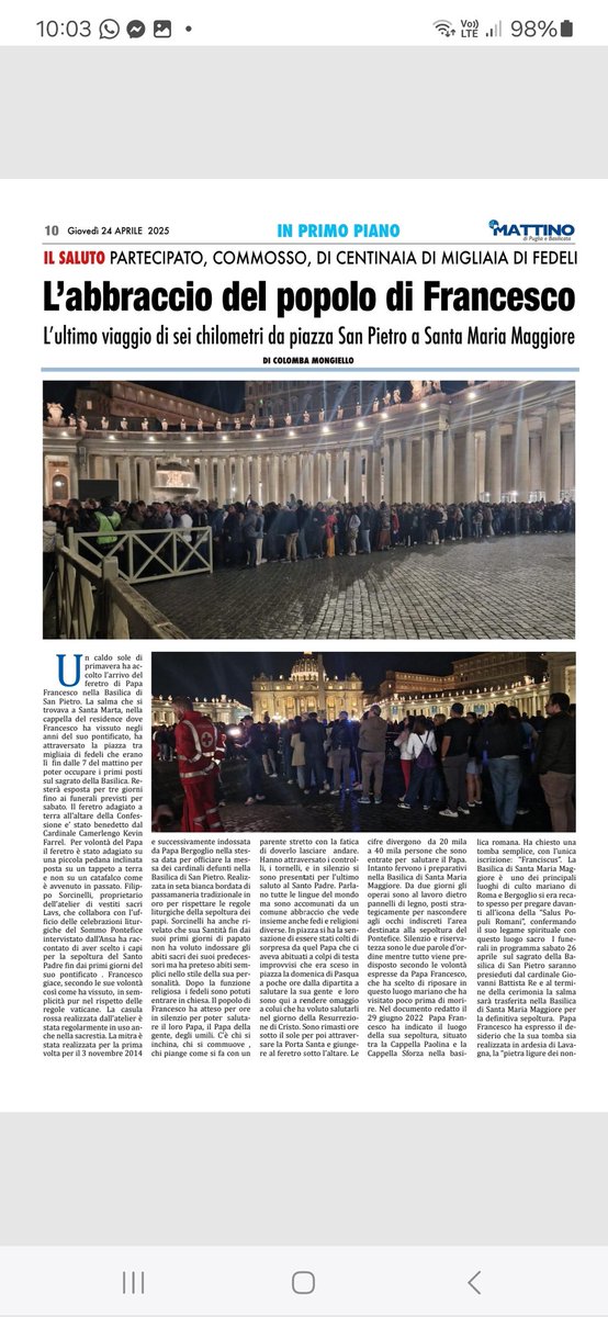 Il popolo di #PapaFrancesco si è messo in marcia. 
Ne parlo su <a href="/IlMattinoFoggia/">Il Mattino quotidiano</a> 
<a href="/HolySeePress/">Holy See Press Office</a> 
<a href="/Pontifex_pl/">Papież Leon XIV</a>