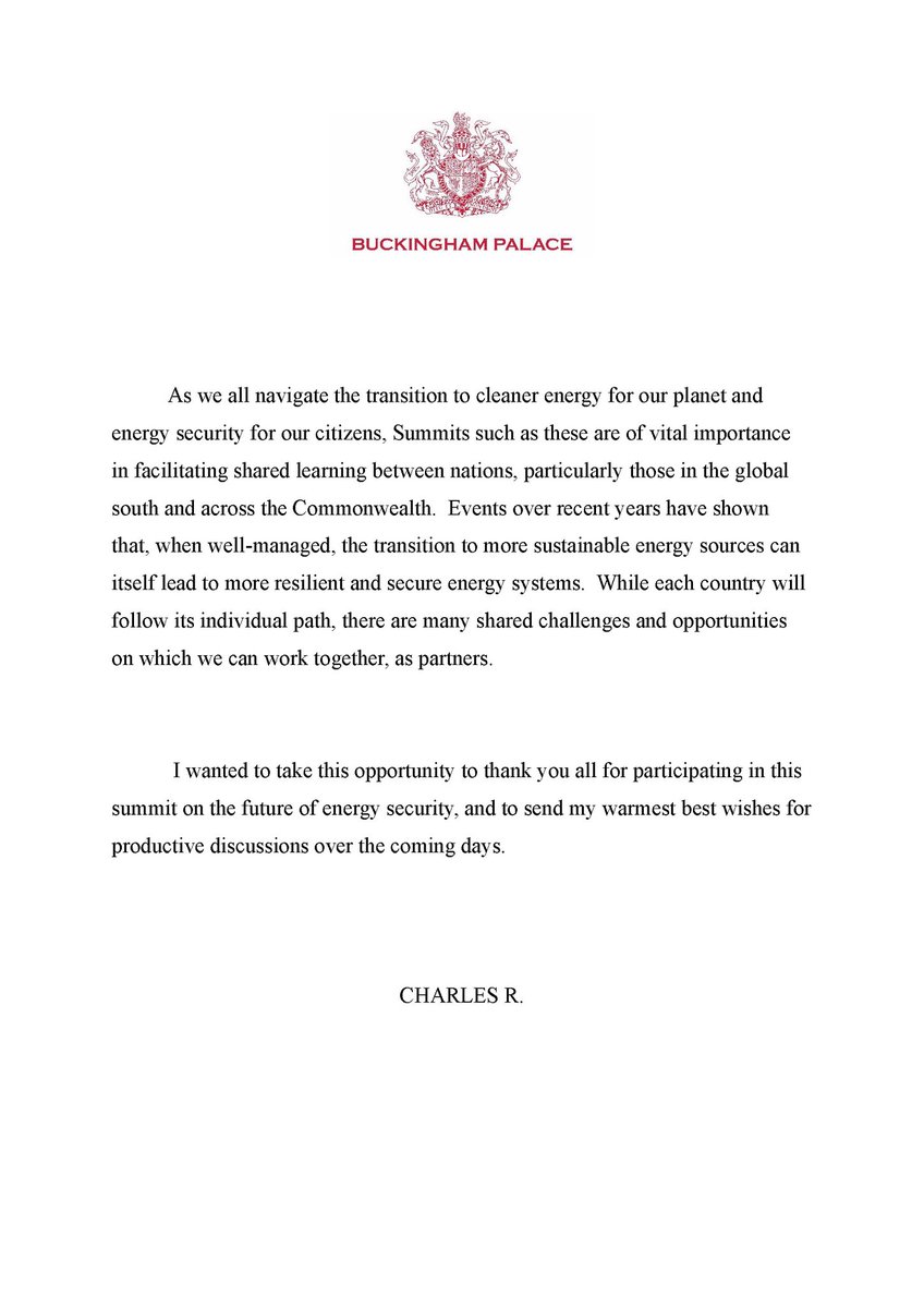 Honoured to have the support of His Majesty The King for our global summit on clean energy security.

“Events over recent years have shown that, when well-managed, the transition to more sustainable energy sources can itself lead to more resilient and secure energy systems.”