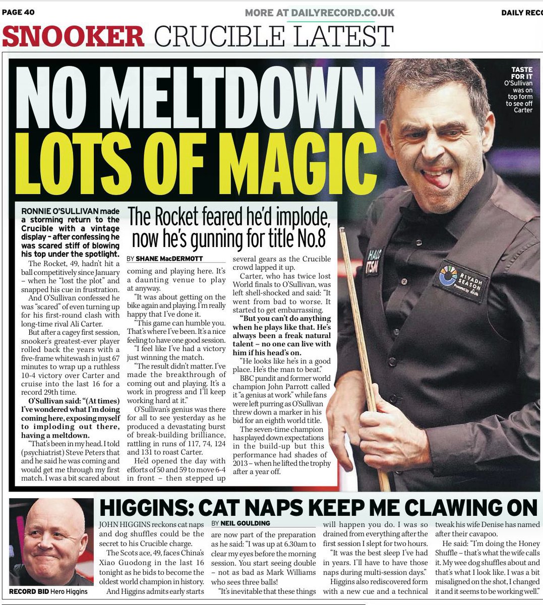 Ronnie O’Sullivan announced himself at this year’s World Championship yesterday as he showed the old magic is well and truly alive