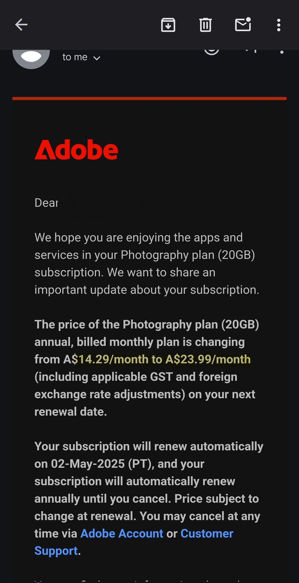CallateSarai's tweet photo. Fuck you @Adobe and your prices, and on top of that having to pay a penalty to cancel my MONTHLY subscription!? You are a freaking cancer for the creative industry. https://t.co/iU7xkS5hDP