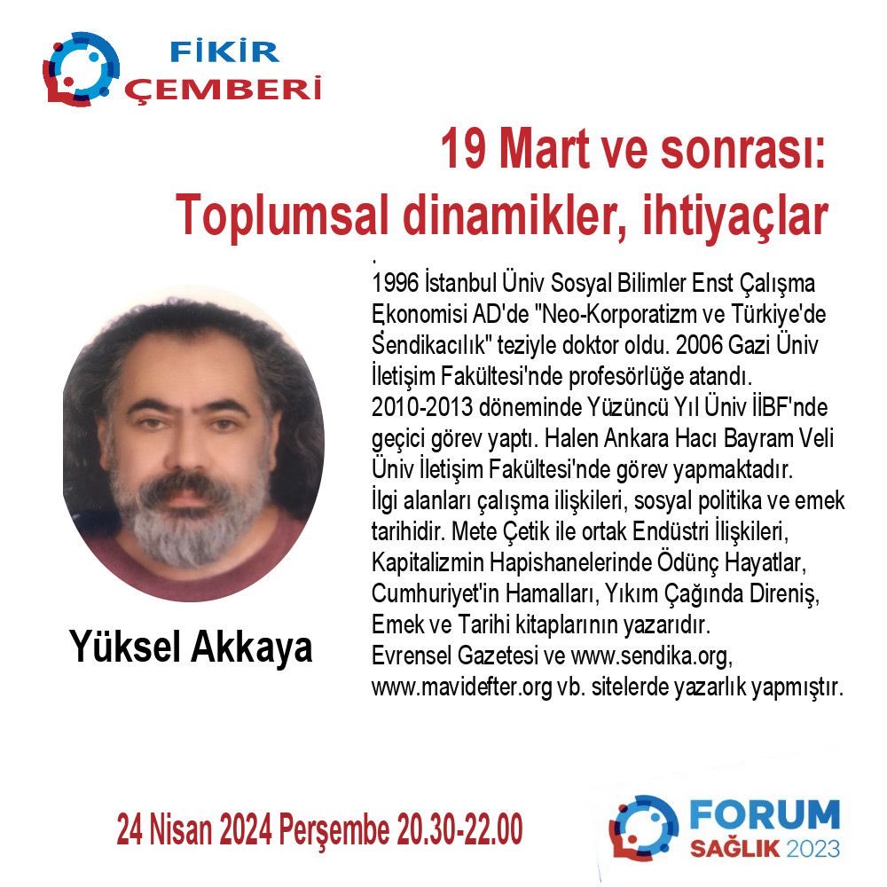 Forum Sağlık 2023 (@forumsaglik2023) on Twitter photo 🗓️ 24 Nisan 2025 Perşembe
⏰ 20.30-22.00
🗨️
19 MART ve SONRASI:
TOPLUMSAL DİNAMİKLER,
İHTİYAÇLAR
Youtube ForumSaglik2023’ten canlı yayın
<a href="/ykselakkaya19/">yüksel akkaya</a>
<a href="/emirali_krdgn/">Emirali Karadoğan</a> 🗓️ 24 Nisan 2025 Perşembe
⏰ 20.30-22.00
🗨️
19 MART ve SONRASI:
TOPLUMSAL DİNAMİKLER,
İHTİYAÇLAR
Youtube ForumSaglik2023’ten canlı yayın
<a href="/ykselakkaya19/">yüksel akkaya</a>
<a href="/emirali_krdgn/">Emirali Karadoğan</a>
