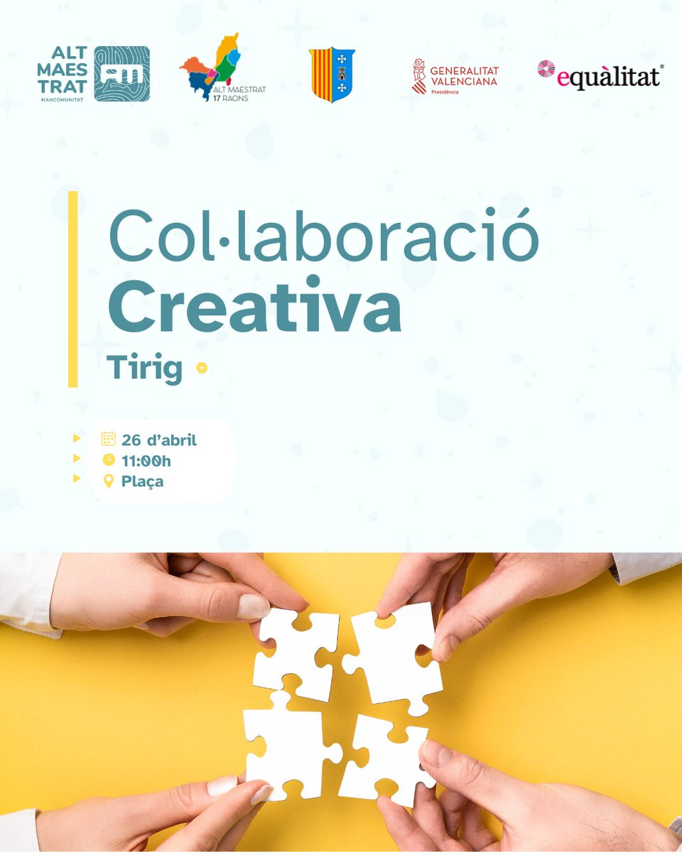 AjTirig's tweet photo. 🏛️ L'Ajuntament de Tírig i la Mancomunitat Alt Maestrat organitzen una activitat especial per a xiquets i xiquetes, on tindran l'oportunitat d'aprendre sobre la Agenda 2030 

🗓️ 26 d‘abril
🕒 11 h
📍 Plaça de Tírig

ℹ️ Activitat emmarcada dins del projecte "Per 17 raons" https://t.co/FPaL4AuaZ4