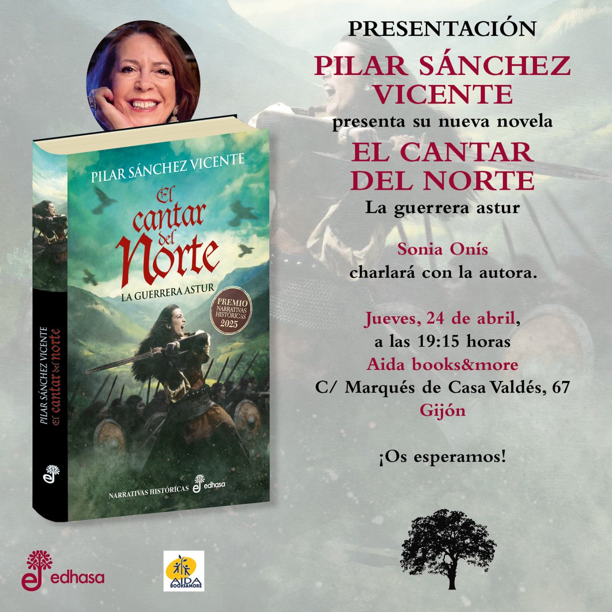 ¿Estarás esta tarde en #Gijón? Vente a escuchar a Pilar Sánchez Vicente sobre su "El cantar del norte", #PremioEdhasa 2025, en <a href="/ONGAIDAyBooks/">AIDA, Ayuda, Intercambio y Desarrollo</a> a partir de las 19:15. ¿No te apetece? 😁 

#LaaventuraestáenEdhasa