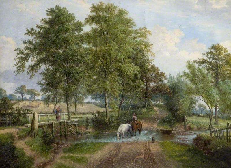To celebrate the Winifred Nicholson exhibition at the <a href="/TullieCarlisle/">Tullie</a>, this week’s #OnlineArtExchange theme is rural 🌳 J. Jolly's ‘Rural Scene with Horses at a Stream’ from our neighbours <a href="/BM_AG/">Birmingham Museum and Art Gallery</a>! We’re obsessed with the vibrant colours of this landscape 💙🌿
