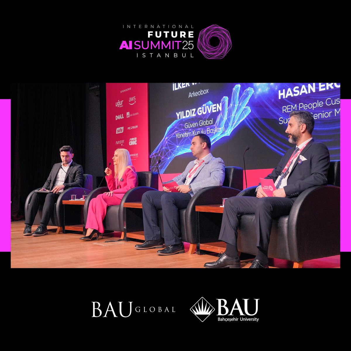 Future AI Summit’25 (@futurecampuscom) on Twitter photo "AI & BAU Alumni" oturumunda İlker Vardarlı, Hasan Eroğlu, Yıldız Güven ve Mert Sadıkzade, Future AI Summit sahnesindeydi.
#FutureAISummit25 #YapayZeka #BAUMezunları #Metamorph <a href="/futurecampuscom/">Future AI Summit’25</a> "AI & BAU Alumni" oturumunda İlker Vardarlı, Hasan Eroğlu, Yıldız Güven ve Mert Sadıkzade, Future AI Summit sahnesindeydi.
#FutureAISummit25 #YapayZeka #BAUMezunları #Metamorph <a href="/futurecampuscom/">Future AI Summit’25</a>