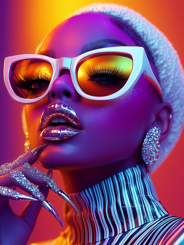 DWA_Factory's tweet photo. ❤️ Neon Diva in Futuristic Glow | Digital Wall Art
Futuristic woman with chrome lips, glitter nails, and bold sunglasses in neon lighting.

#FuturisticFashionArt #NeonGlamLook #ChromeLipsQueen #DigitalWallArtFactory #BuyDigitalArt #DownloadHighResArt

Related https://t.co/TM1hJ6ghgc