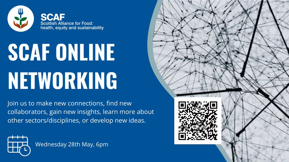 📢 The next SCAF online networking session is taking place on Wednesday 28 May at 6pm!

Join us to make new connections, find new collaborators, gain new insights, learn more about other sectors and disciplines, or develop new ideas 💡🌱

➡️ bit.ly/3Rt5hjU