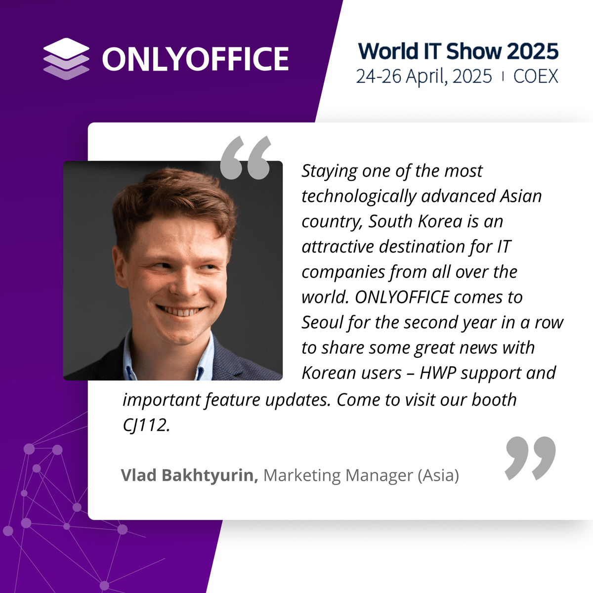 only_office's tweet photo. Let's meet at #WorldITShow 2025!
๐๏ธ April 24โ26
๐ฐ๐ท Seoul, South Korea
๐ https://t.co/K2Hg6nSclw https://t.co/rV3ipeF3te
