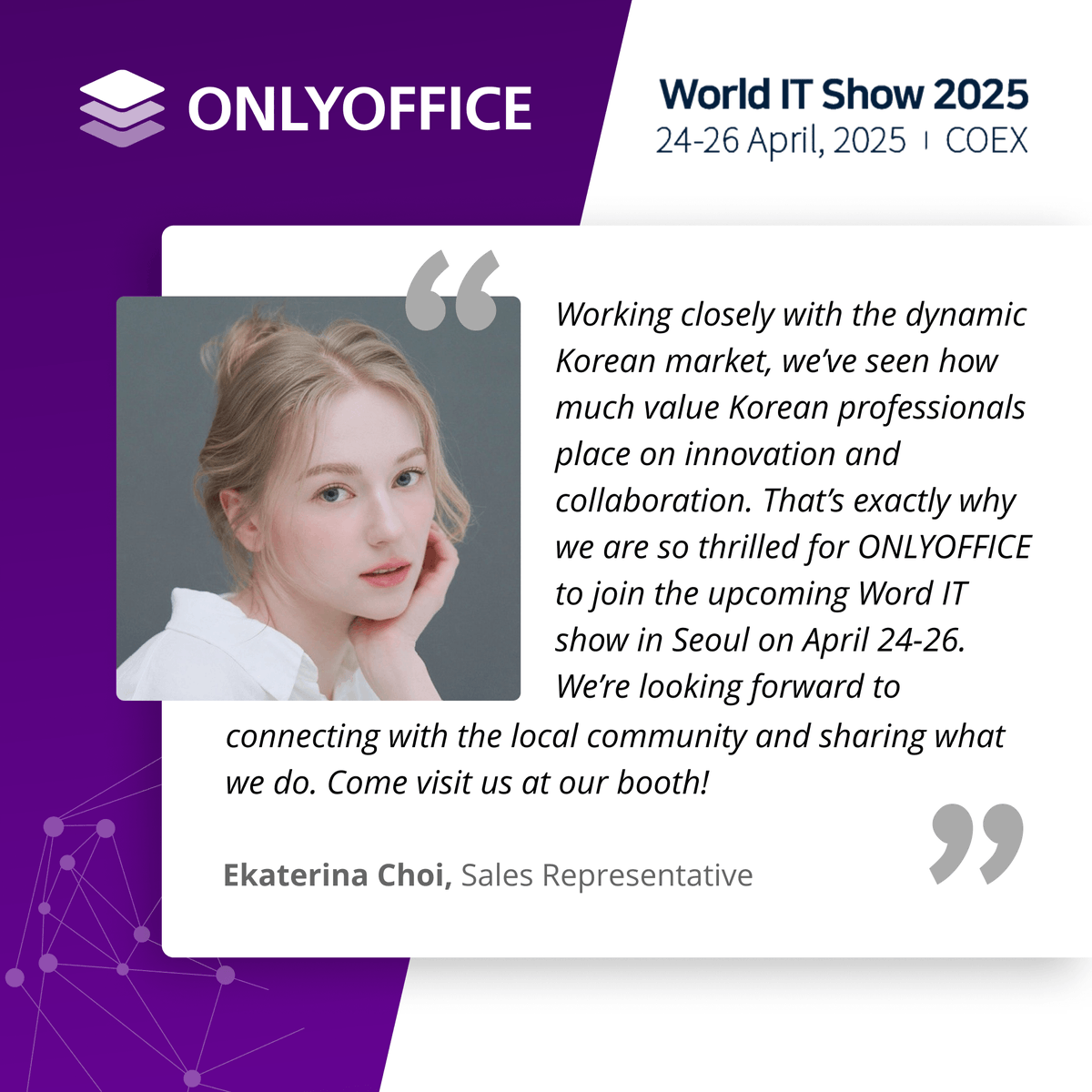 only_office's tweet photo. Let's meet at #WorldITShow 2025!
๐๏ธ April 24โ26
๐ฐ๐ท Seoul, South Korea
๐ https://t.co/K2Hg6nSclw https://t.co/rV3ipeF3te