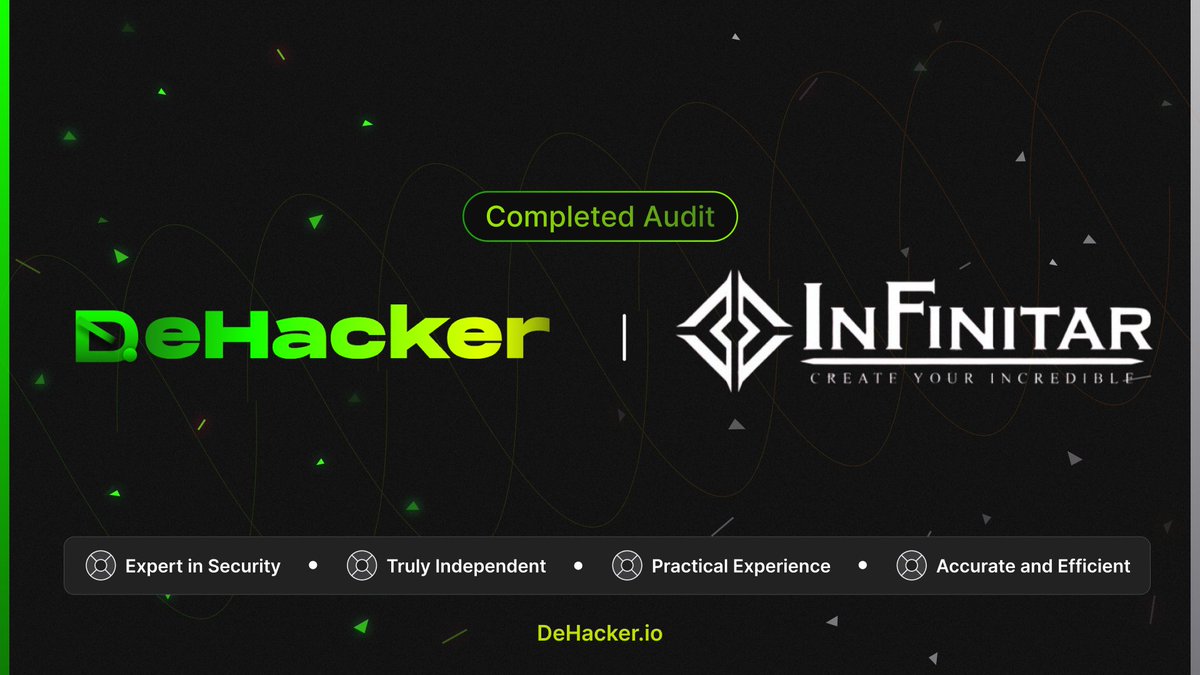 DeHacker🛡Audits (@dehackerio) on Twitter photo 🔈 𝐒𝐞𝐜𝐮𝐫𝐢𝐭𝐲 𝐚𝐮𝐝𝐢𝐭 of <a href="/Infinitar_MOBA/">Infinitar | MOBA</a> at #DeHacker 🛡 is 𝐜𝐨𝐦𝐩𝐥𝐞𝐭𝐞.
✅ 𝐍𝐨 clear 𝐫𝐢𝐬𝐤𝐬 identified
🔍 Explore the 𝐚𝐮𝐝𝐢𝐭 𝐫𝐞𝐩𝐨𝐫𝐭 here: github.com/DeHacker-io/au…
🖋 Analysis report link: medium.com/@dehacker_secu… 🔈 𝐒𝐞𝐜𝐮𝐫𝐢𝐭𝐲 𝐚𝐮𝐝𝐢𝐭 of <a href="/Infinitar_MOBA/">Infinitar | MOBA</a> at #DeHacker 🛡 is 𝐜𝐨𝐦𝐩𝐥𝐞𝐭𝐞.
✅ 𝐍𝐨 clear 𝐫𝐢𝐬𝐤𝐬 identified
🔍 Explore the 𝐚𝐮𝐝𝐢𝐭 𝐫𝐞𝐩𝐨𝐫𝐭 here: github.com/DeHacker-io/au…
🖋 Analysis report link: medium.com/@dehacker_secu…