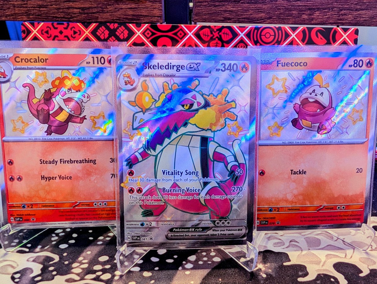 ChuftiB's tweet photo. 🔥Pokémon TCG Giveaway🔥

We are getting closer to Pokémon ZA Release date - so lets run a giveaway! 
Full Art Shiny Skeledirge: Paldean Fates &amp; Fuecoco evolution line!

How to enter:
1⃣Follow @ChuftiB 
2⃣Like &amp; Retweet this post

Winners drawn Fri May 2nd! Good luck to all! https://t.co/M3ut2rz72G