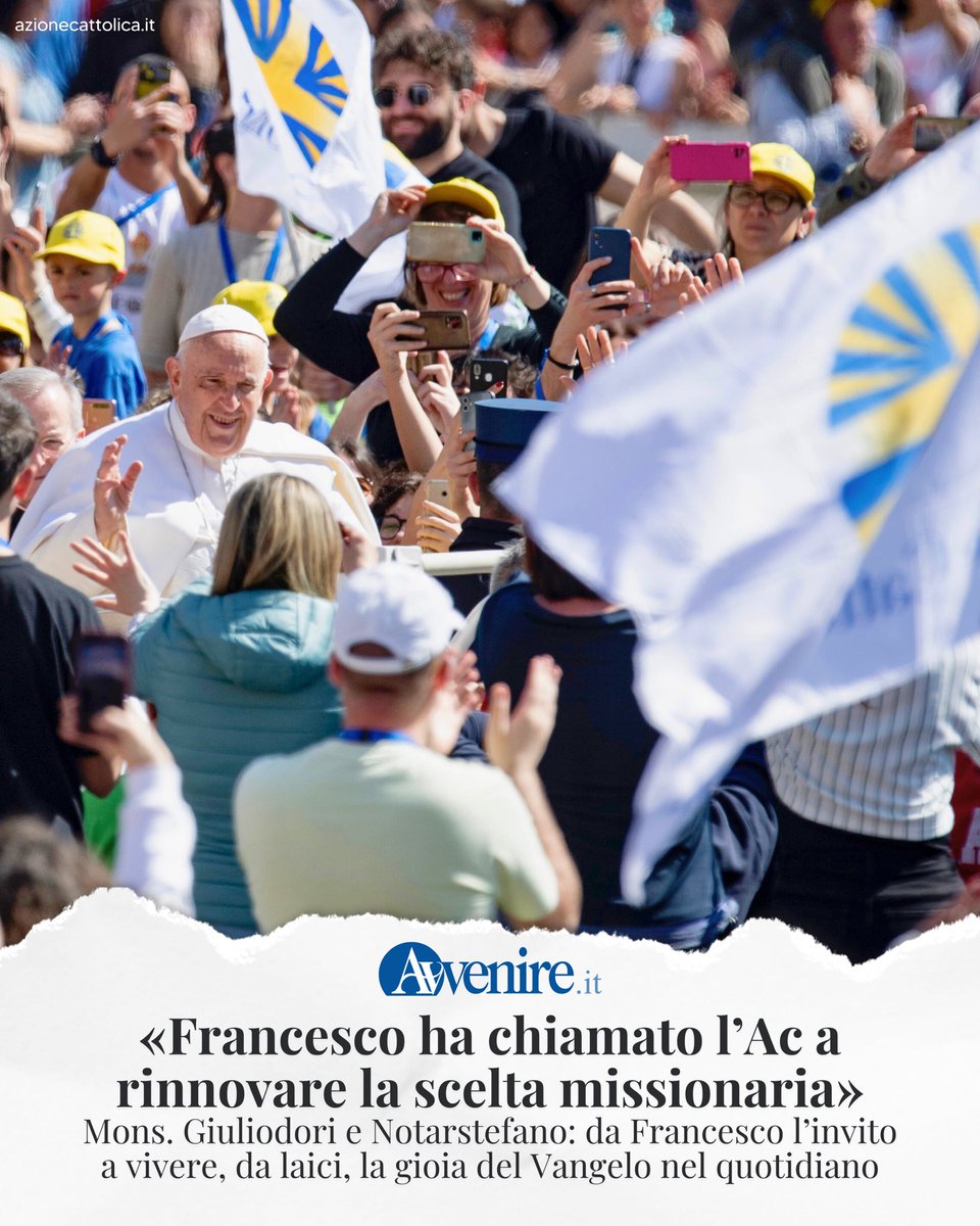 AC1868's tweet photo. L’invito di Papa Francesco all’Ac: essere missionaria, autentica, viva e in uscita!

Il ricordo di Mons. Giuliodori e del Presidente nazionale @GiuNotar pubblicato su @Avvenire_Nei 

👉🏻 https://t.co/YyBH4OtsWh https://t.co/XF6CcBDx1x