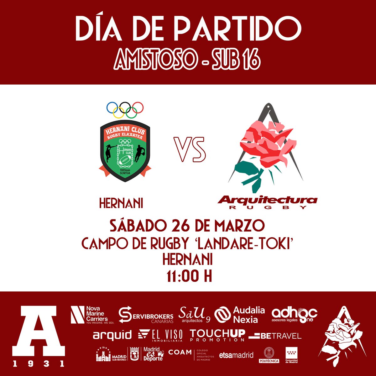 Club Deportivo Arquitectura (@cdarquitectura) on Twitter photo 📢PROGRAMACIÓN FIN DE SEMANA🏉
¡Aúpa Escuela!🌹
#cda #arquitecturaugby #rugbymadrid #NuestroRugby
<a href="/ferugby/">España Rugby</a>
<a href="/RugbyMadrid/">Federación de Rugby de Madrid</a>
<a href="/ComunidadMadrid/">Comunidad de Madrid</a>
<a href="/MADRID/">Ayuntamiento Madrid</a>
<a href="/JMDvivallecas/">Villa de Vallecas</a>
<a href="/La_UPM/">Universidad Politécnica de Madrid</a>
<a href="/ETSAMadrid/">ETSAM</a>
<a href="/COAMadrid/">COAM</a> 📢PROGRAMACIÓN FIN DE SEMANA🏉
¡Aúpa Escuela!🌹
#cda #arquitecturaugby #rugbymadrid #NuestroRugby
<a href="/ferugby/">España Rugby</a>
<a href="/RugbyMadrid/">Federación de Rugby de Madrid</a>
<a href="/ComunidadMadrid/">Comunidad de Madrid</a>
<a href="/MADRID/">Ayuntamiento Madrid</a>
<a href="/JMDvivallecas/">Villa de Vallecas</a>
<a href="/La_UPM/">Universidad Politécnica de Madrid</a>
<a href="/ETSAMadrid/">ETSAM</a>
<a href="/COAMadrid/">COAM</a>