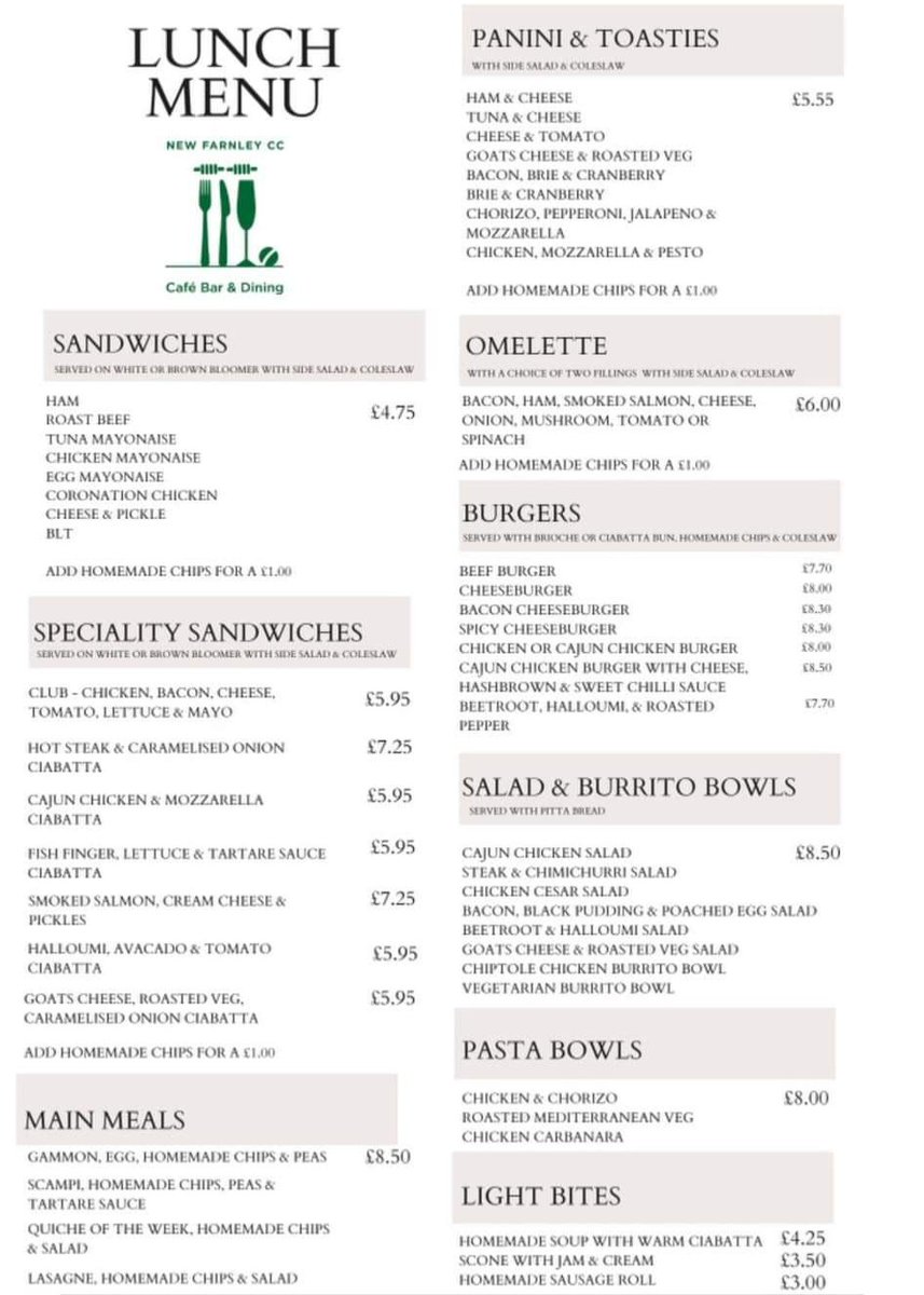 NewFarnleyCC's tweet image. Good Morning Everyone. Our cafe is open from 9:00am until 2:30pm Chef Michael Gardiner's homemade pie is steak and ale. Email your breakfast and lunch orders through to michaelg19878@hotmail.com or ring the clubhouse on: 0113 2635950. #keepitlocal