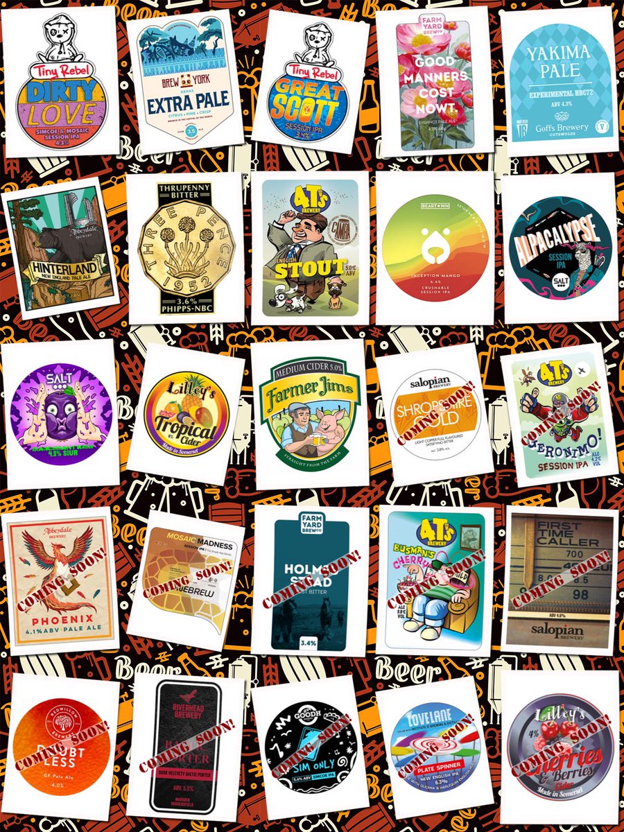 The Tavern Sports Bar (@tavern25) on Twitter photo On the bar today!
Beer Board: bit.ly/32Sqwmy
<a href="/tinyrebelbrewco/">Tiny Rebel</a> <a href="/brewyorkbeer/">Brew York</a> <a href="/farmyardbrewco/">Farm Yard Brew Co</a> <a href="/GoffsBrewery/">Goffs Brewery</a> <a href="/AbbeydaleBeers/">Abbeydale Brewery</a> <a href="/PhippsNBC/">Phipps NBC ales</a> <a href="/4tsbrewery/">4T's Brewery</a> <a href="/BeartownBrewery/">Beartown Brewery</a> <a href="/SaltBeerFactory/">SALT</a> <a href="/lilleyscider/">Lilley's Cider</a> #FarmerJimsCider
#RealAleFinder On the bar today!
Beer Board: bit.ly/32Sqwmy
<a href="/tinyrebelbrewco/">Tiny Rebel</a> <a href="/brewyorkbeer/">Brew York</a> <a href="/farmyardbrewco/">Farm Yard Brew Co</a> <a href="/GoffsBrewery/">Goffs Brewery</a> <a href="/AbbeydaleBeers/">Abbeydale Brewery</a> <a href="/PhippsNBC/">Phipps NBC ales</a> <a href="/4tsbrewery/">4T's Brewery</a> <a href="/BeartownBrewery/">Beartown Brewery</a> <a href="/SaltBeerFactory/">SALT</a> <a href="/lilleyscider/">Lilley's Cider</a> #FarmerJimsCider
#RealAleFinder